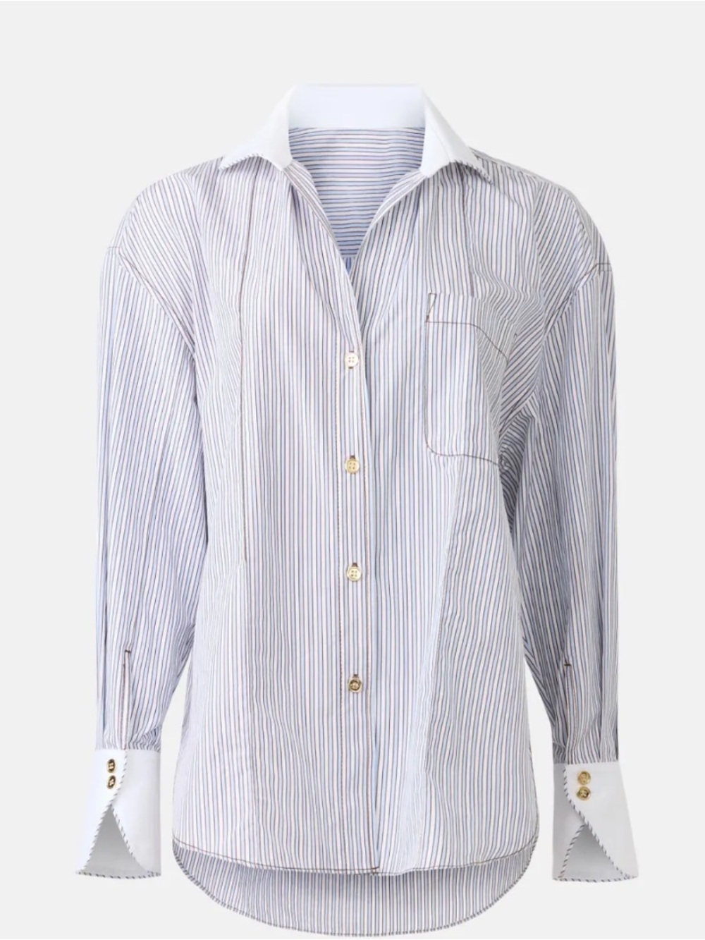 Sandro Kelly Striped Collared Shirt, Size US 2/4 - Picture 5 of 16